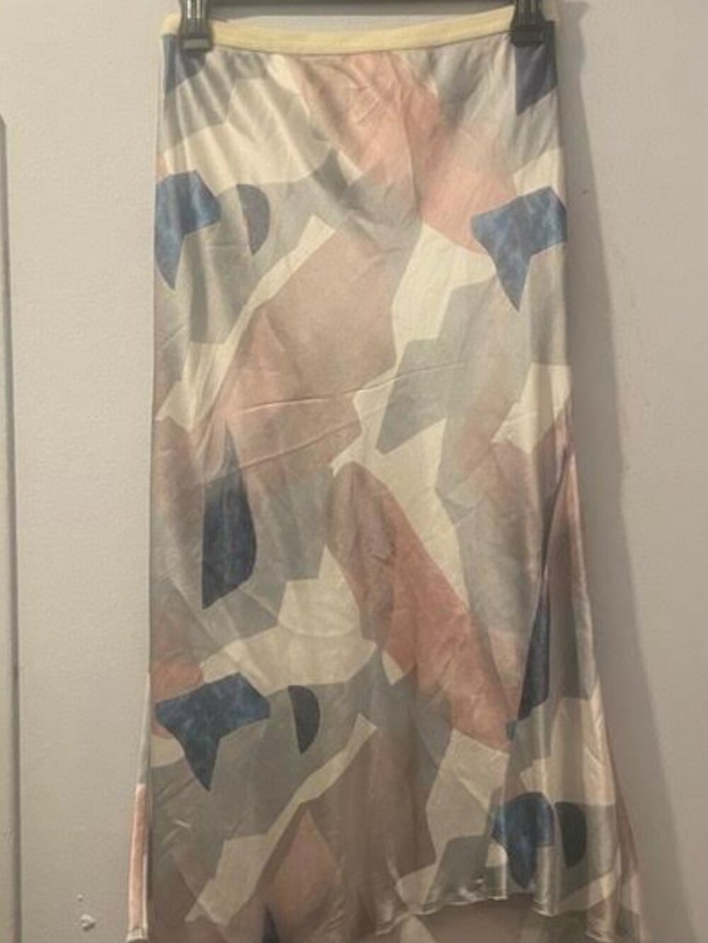 Go by GoSilk 100% Silk Skirt XS Abstract Print High Low Bias Slip Midi Maxi Y2K - Picture 2 of 6